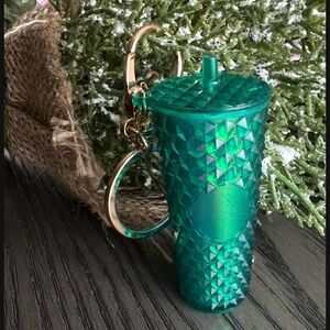 💚  Multicolored Mini Studded Tumbler Cup Keychain w Gift Bag